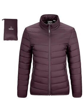 Outdoor Ventures Women's Packable Full-Zip Puffer Jacket EggPlant Color Size L